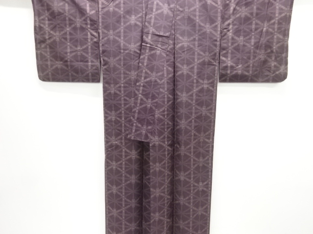  幾何学模様織出し手織り紬着物